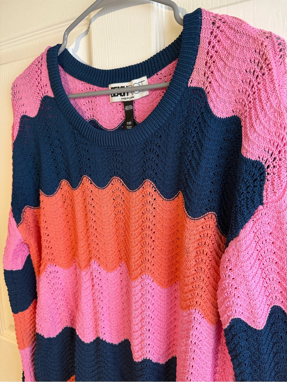 Beach Riot Beach Cover-Up Sweater Seashell Isle Color Block XL - Picture 3 of 5